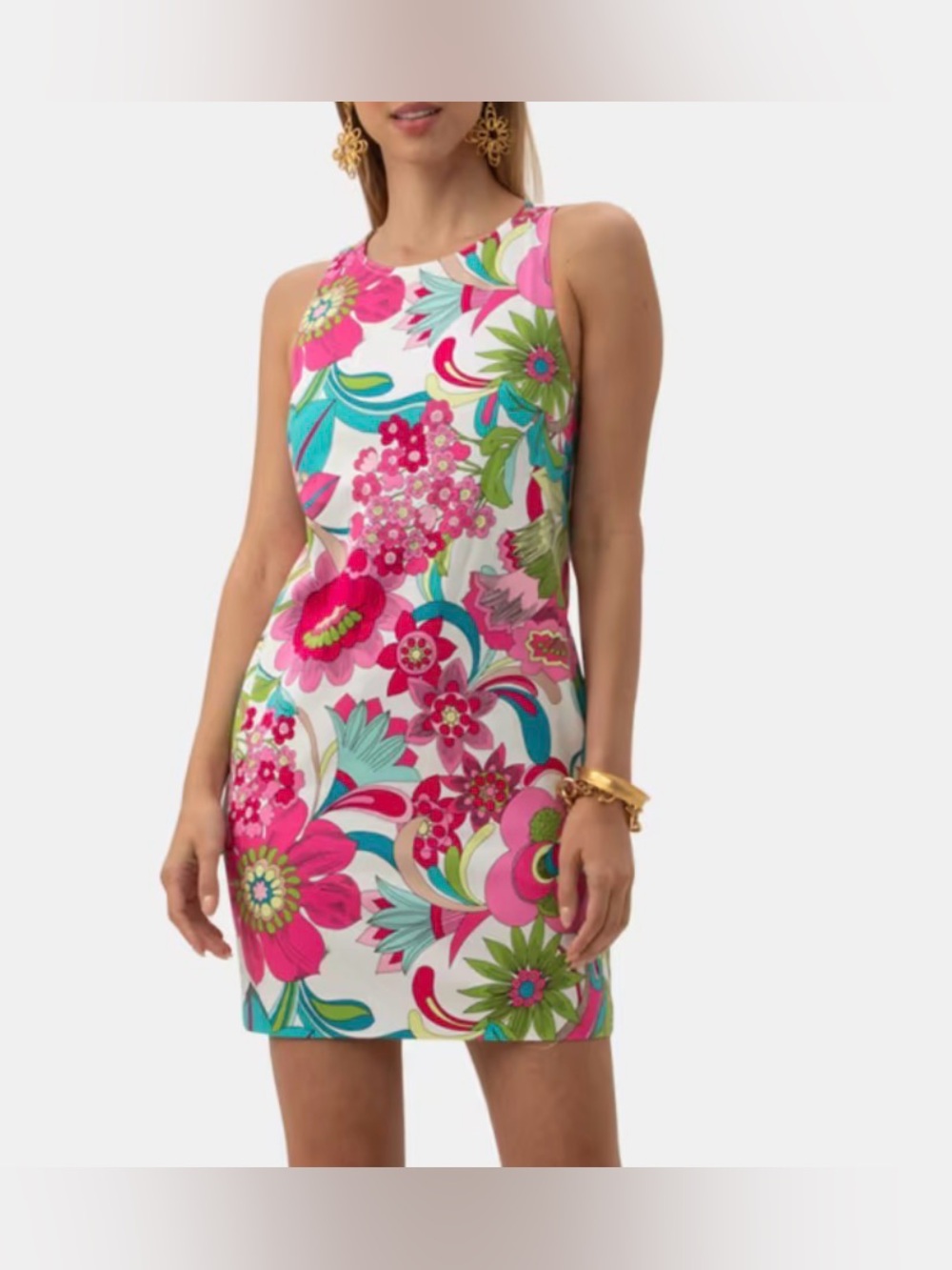 Trina Turk Women's Racerback Cosme Sleeveless Multi Color Floral Minidress 6